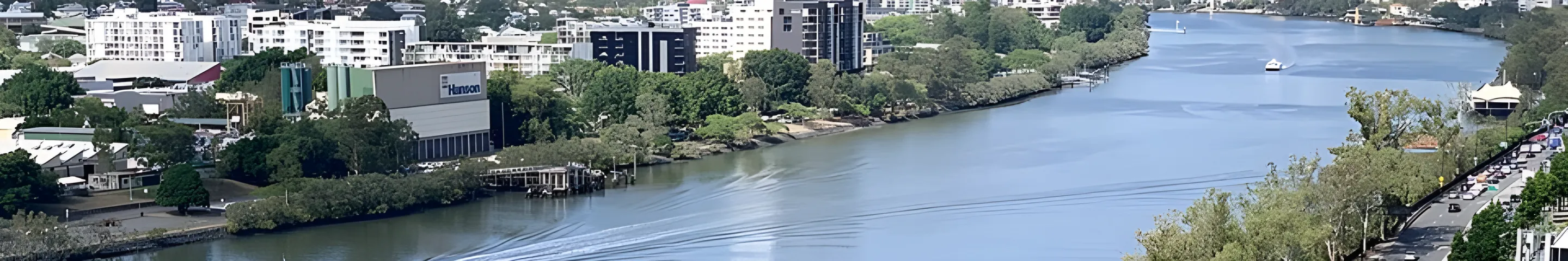 The Brisbane River and Coronation Drive at Milton from above